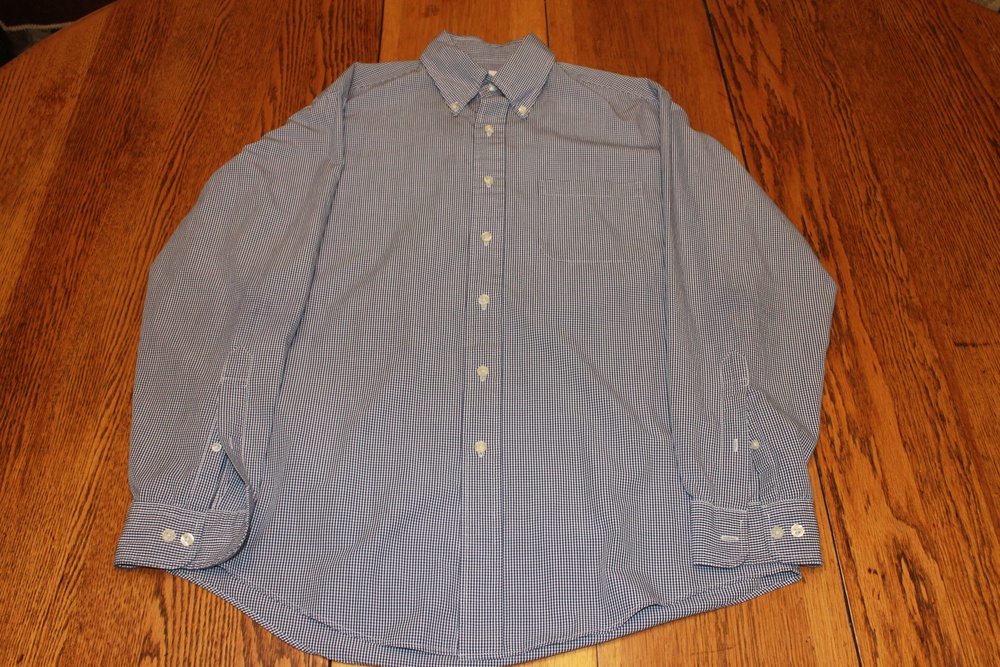 Brooks Brothers Shirt Mens Medium Blue Gingham Check Button Down Cotton Classic
